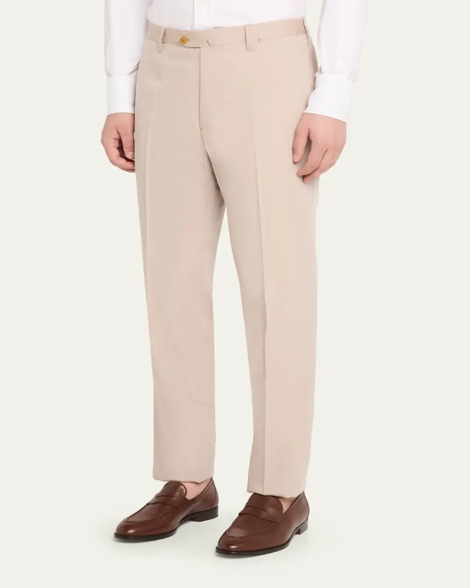 Cesare Attolini Men's Cotton-Wool Twill Pants | Thumbnail 4 Cesare Attolini Men's Cotton-Wool Twill Pants | Thumbnail 4