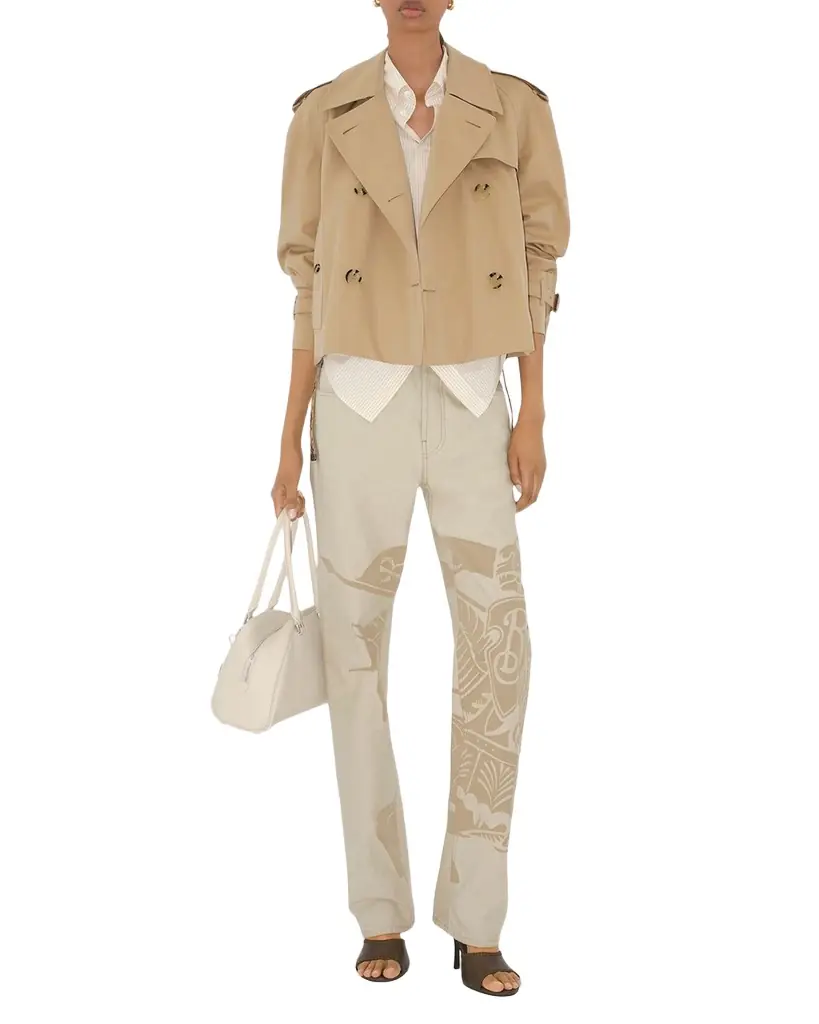 Burberry Haltye Cropped Gabardine Trench Jacket | Image 1 Burberry Haltye Cropped Gabardine Trench Jacket | Image 1