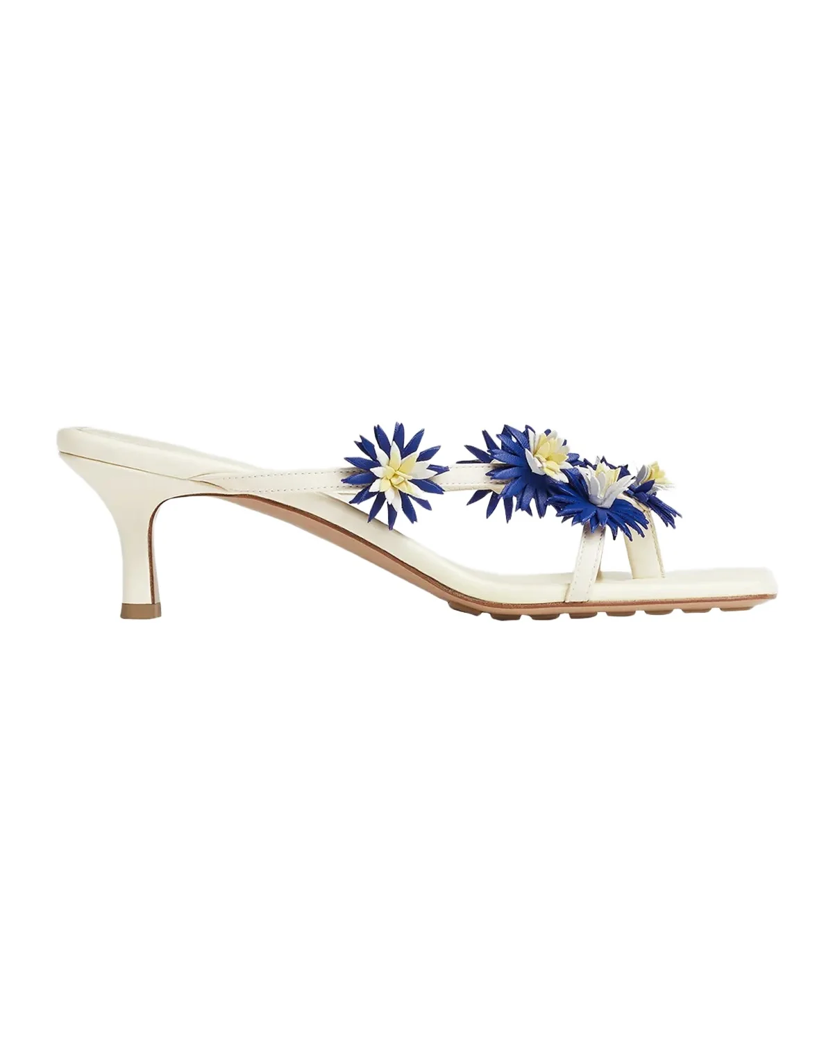 Riva Floral Leather Kitten-Heel Sandals