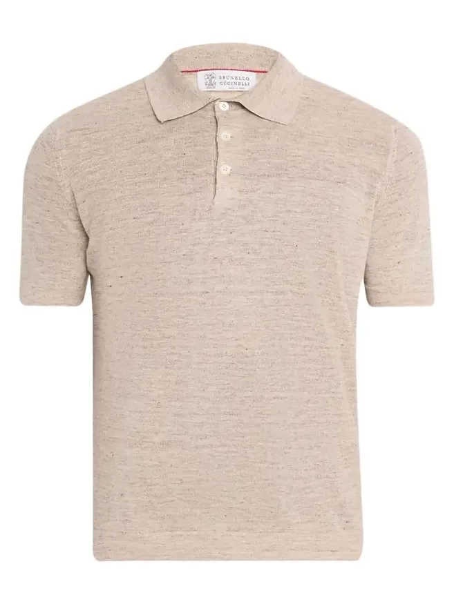 Men's Linen and Cotton Heathered Polo Shirt