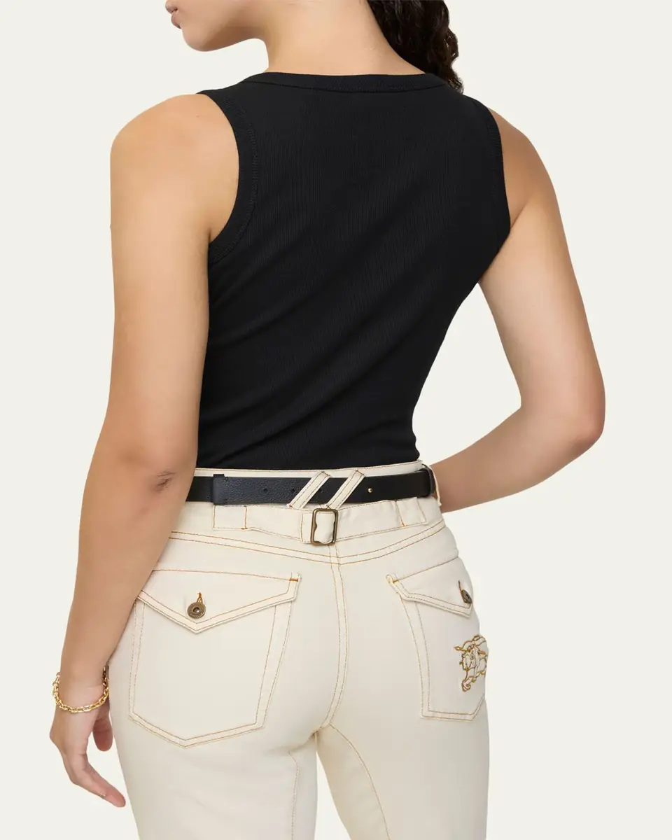Burberry Cleo Lace-Up Ribbed Cotton Tank Top | Thumbnail 2 Burberry Cleo Lace-Up Ribbed Cotton Tank Top | Thumbnail 2