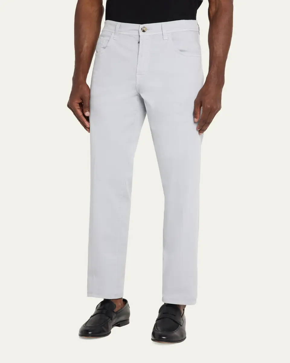 Cesare Attolini Men's Cotton Slim Straight-Leg Five-Pocket Pants | Thumbnail 4 Cesare Attolini Men's Cotton Slim Straight-Leg Five-Pocket Pants | Thumbnail 4