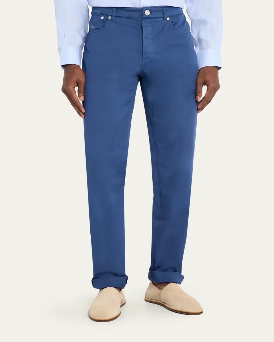 Brunello Cucinelli Men's Dyed Cotton Straight-Fit Five-Pocket Pants | Thumbnail 4 Brunello Cucinelli Men's Dyed Cotton Straight-Fit Five-Pocket Pants | Thumbnail 4
