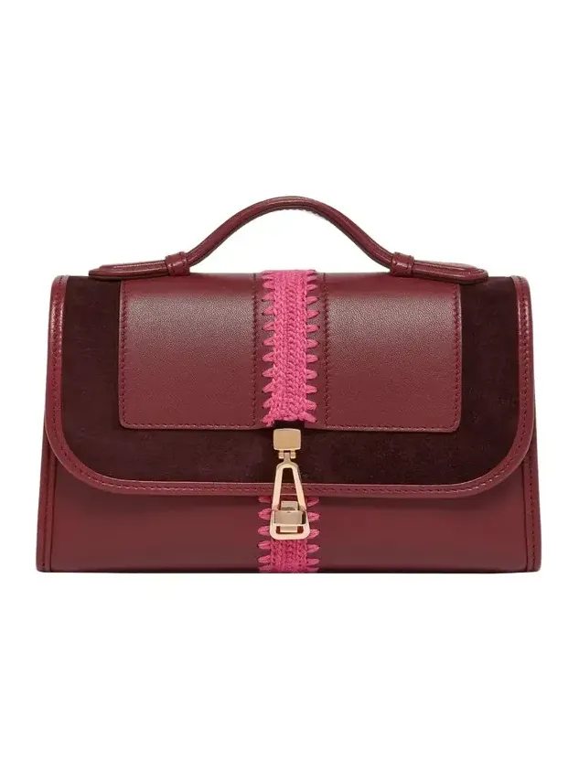 Leonora Small Embroidered Leather Top-Handle Bag Leonora Small Embroidered Leather Top-Handle Bag