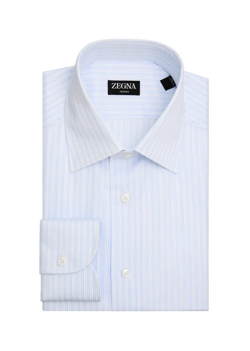 Zegna Men's Striped Trofeo Cotton Dress Shirt | Thumbnail 3 Zegna Men's Striped Trofeo Cotton Dress Shirt | Thumbnail 3