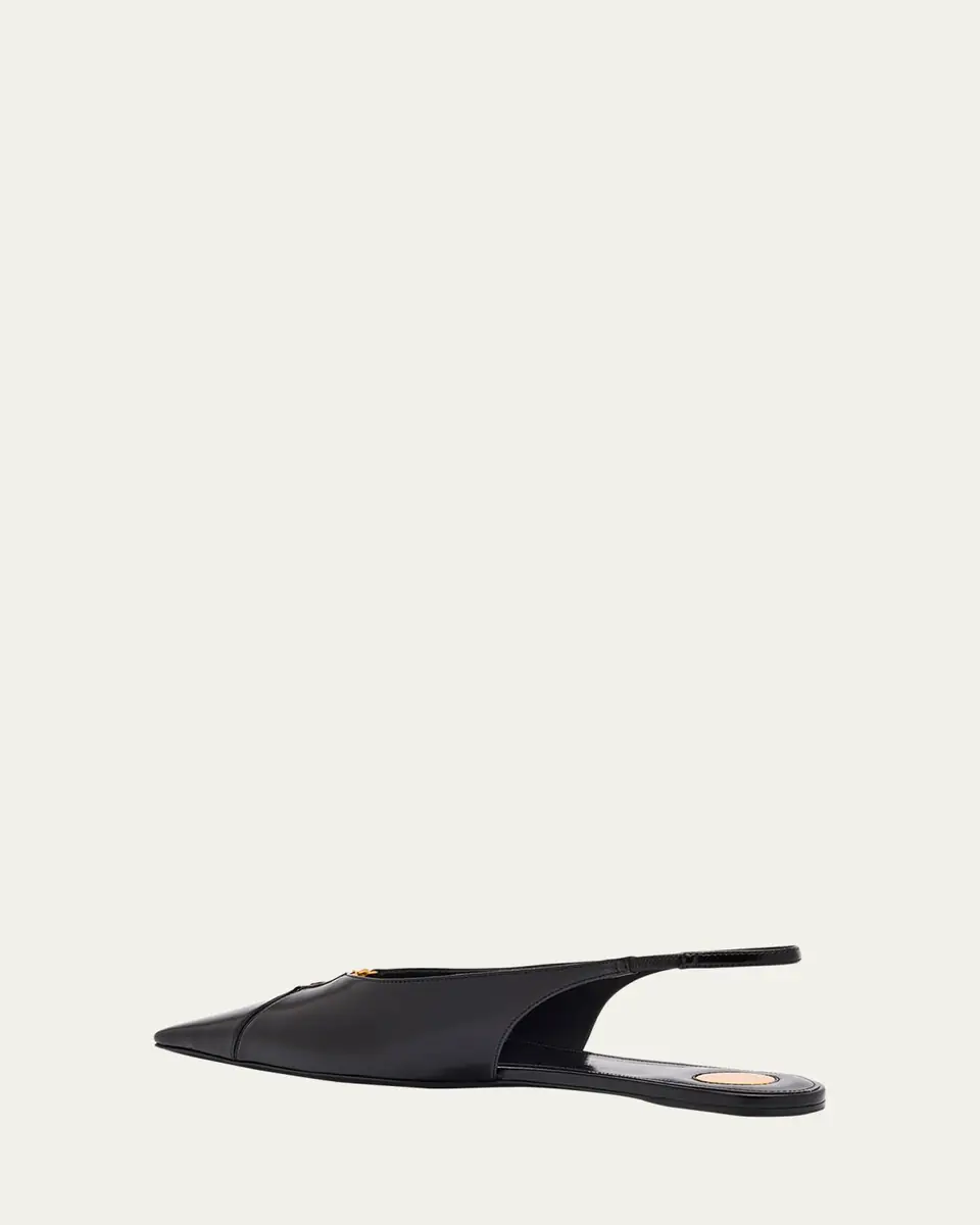 Saint Laurent Babylone Leather YSL Slingback Ballerina Flats | Thumbnail 4 Saint Laurent Babylone Leather YSL Slingback Ballerina Flats | Thumbnail 4