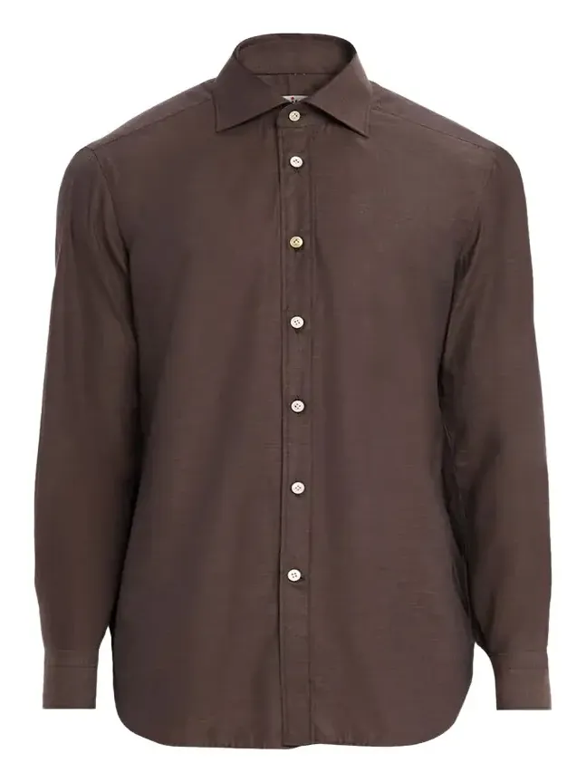 Kiton Men's Cotton Micro-Herringbone Sport Shirt