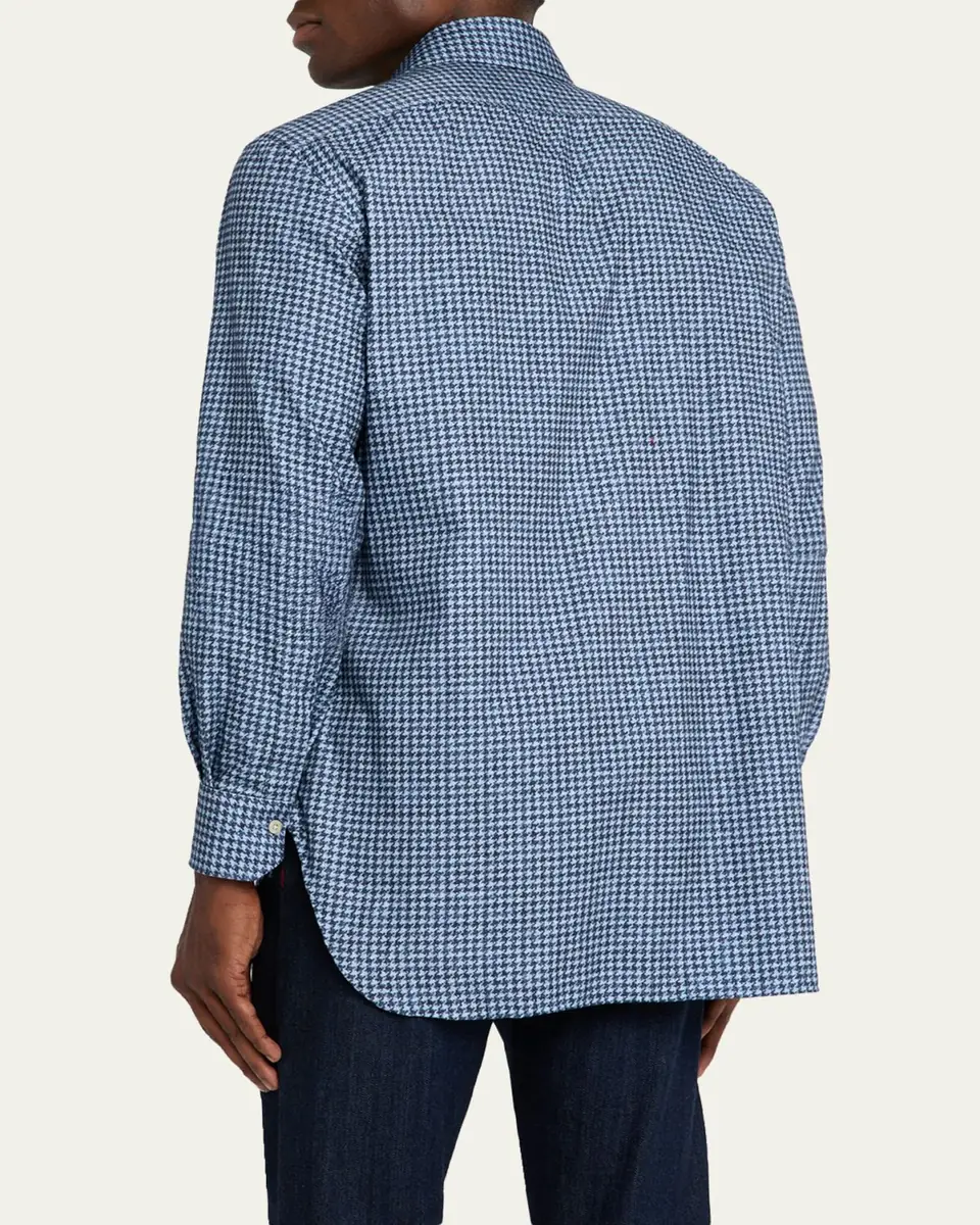 Kiton Men's Cotton Houndstooth Classic-Fit Sport Shirt | Thumbnail 3 Kiton Men's Cotton Houndstooth Classic-Fit Sport Shirt | Thumbnail 3