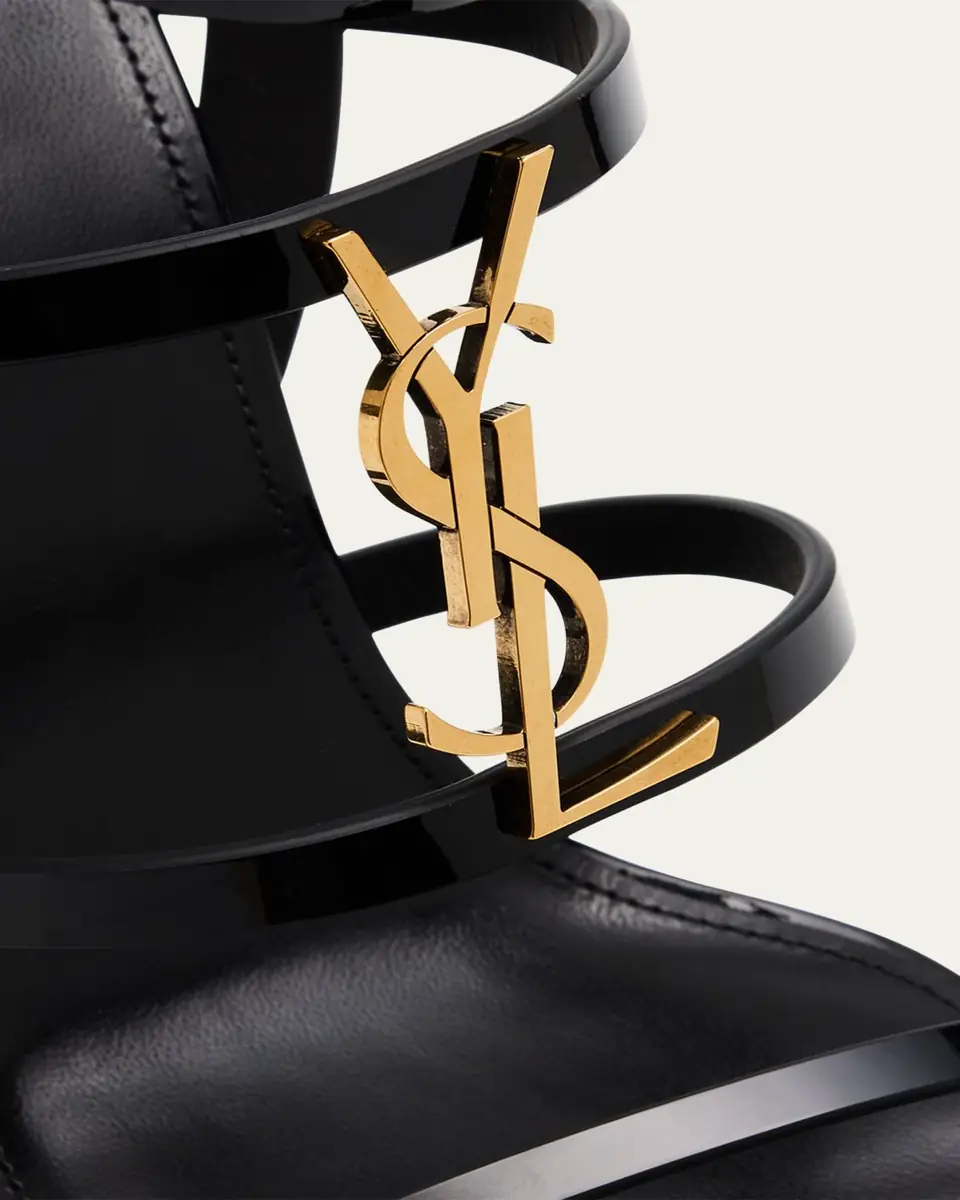 Saint Laurent Cassandra YSL Medallion Leather Stiletto Sandals | Thumbnail 5 Saint Laurent Cassandra YSL Medallion Leather Stiletto Sandals | Thumbnail 5