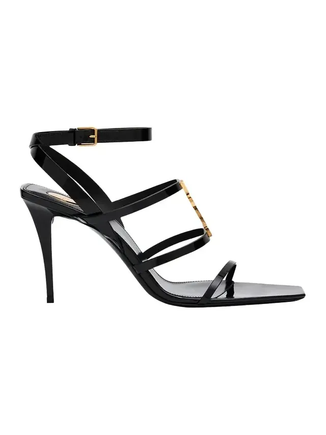 Cassandra YSL Medallion Leather Stiletto Sandals