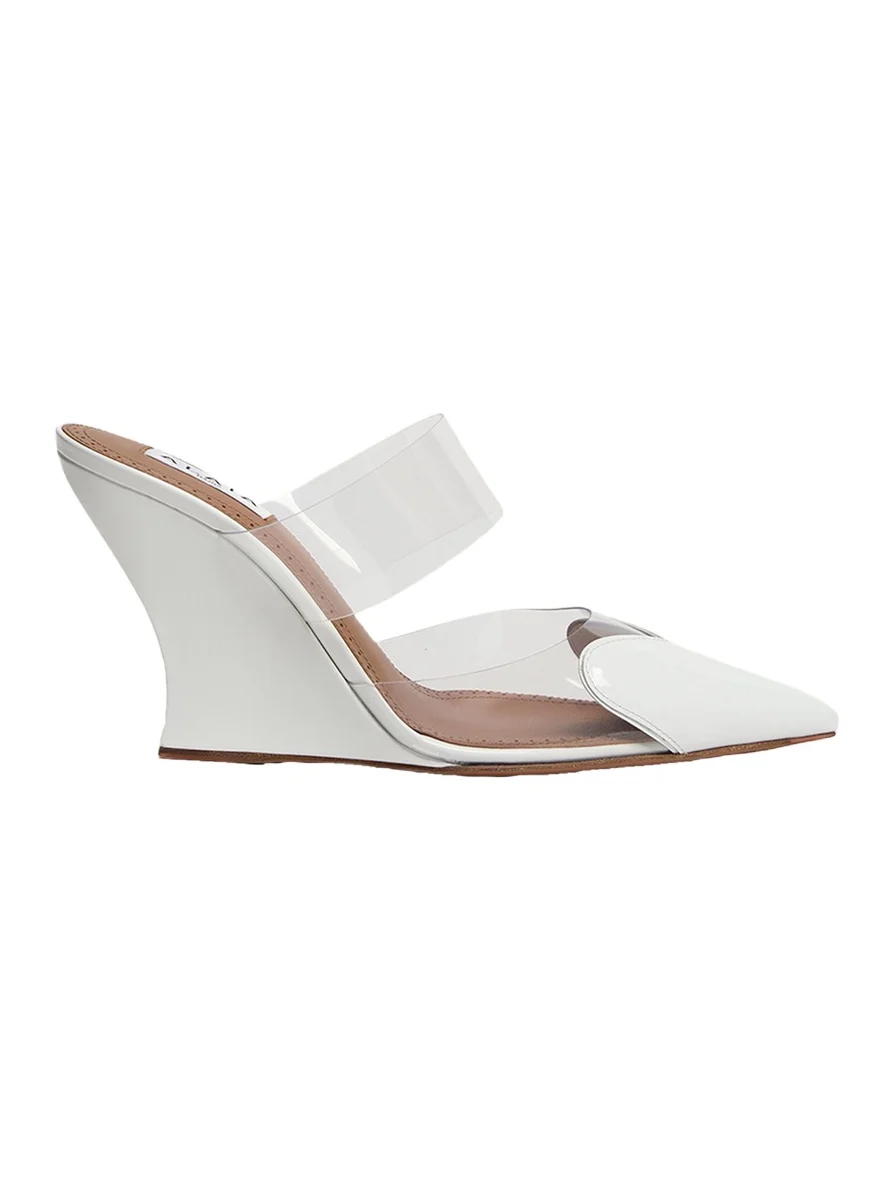 Alaïa 90mm Coeur Heart Clear Wedge Mules