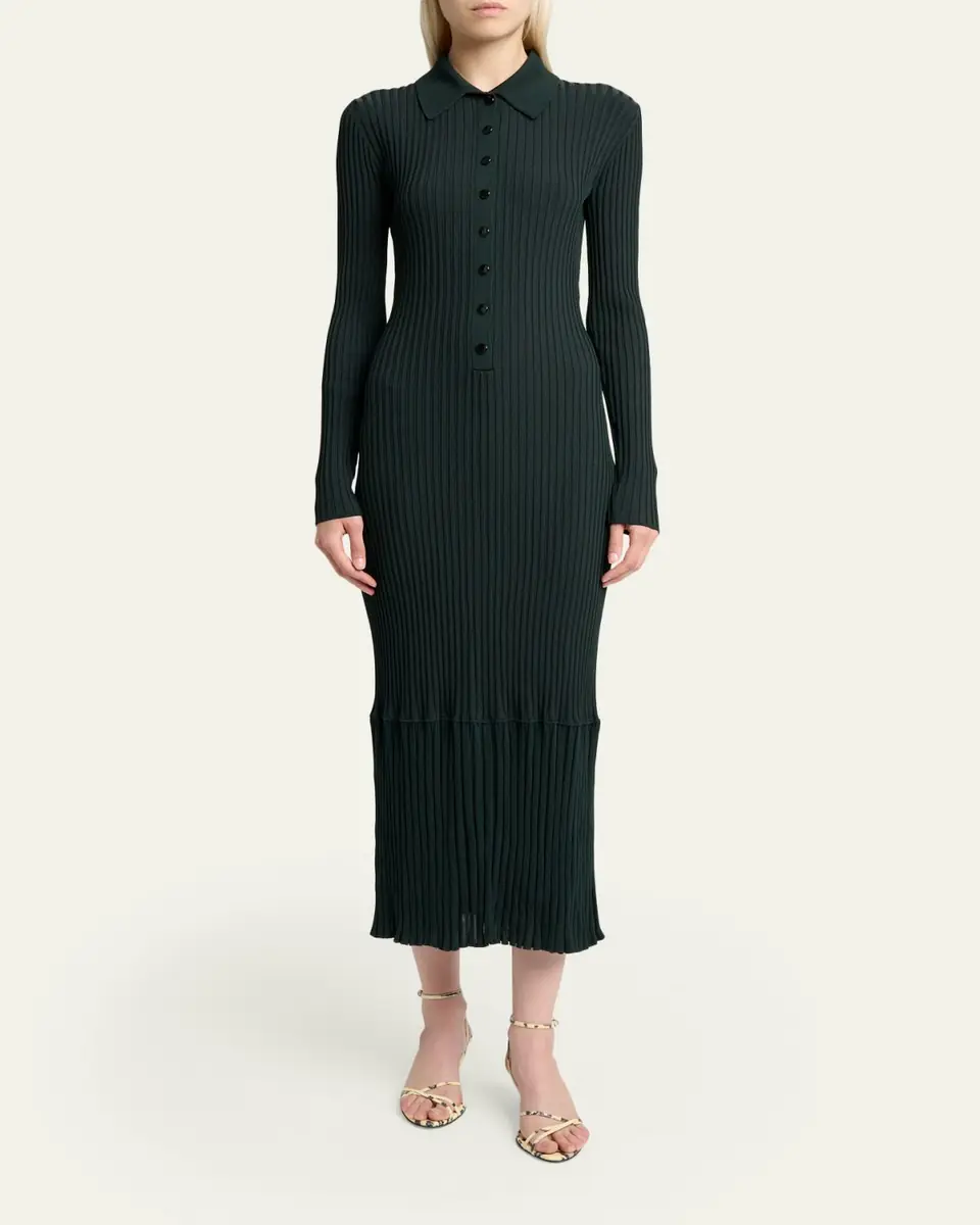 Proenza Schouler Luiza Rib-Knit Long-Sleeve Dress | Thumbnail 2