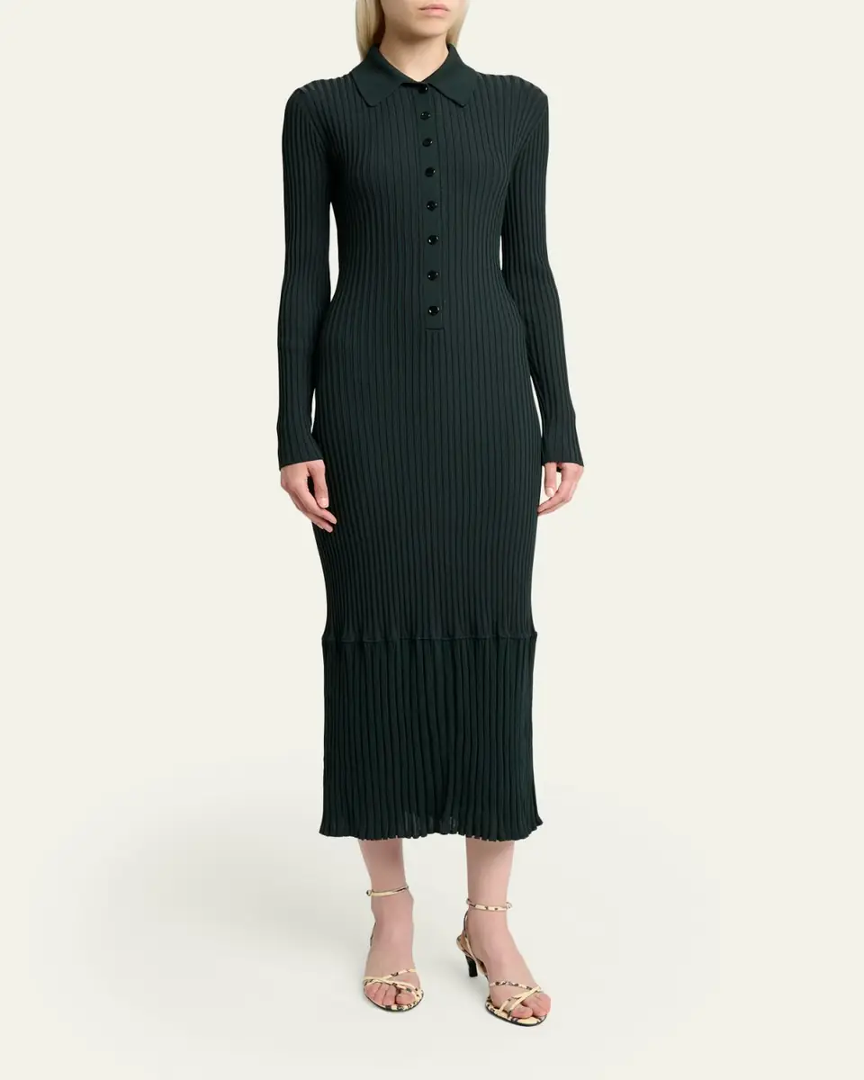 Proenza Schouler Luiza Rib-Knit Long-Sleeve Dress | Thumbnail 4