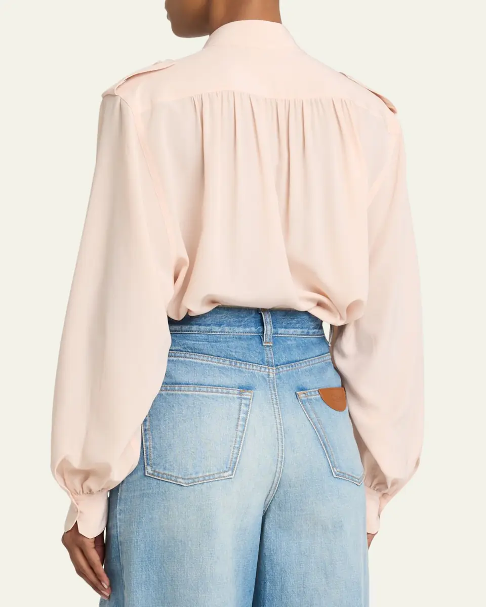Chloé Organic Silk Crepe De Chine Top | Thumbnail 3 Chloé Organic Silk Crepe De Chine Top | Thumbnail 3