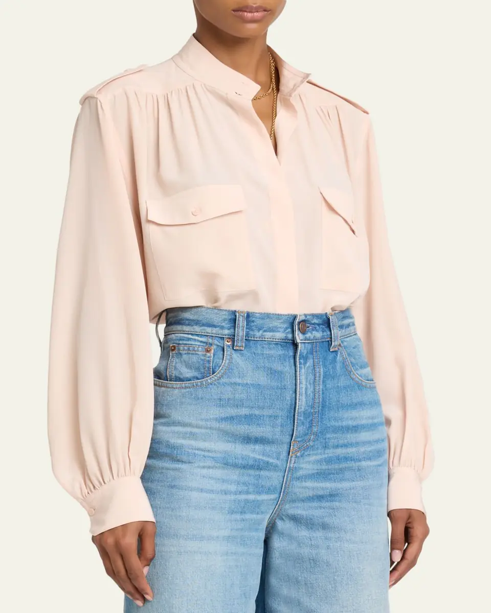 Chloé Organic Silk Crepe De Chine Top | Thumbnail 4 Chloé Organic Silk Crepe De Chine Top | Thumbnail 4