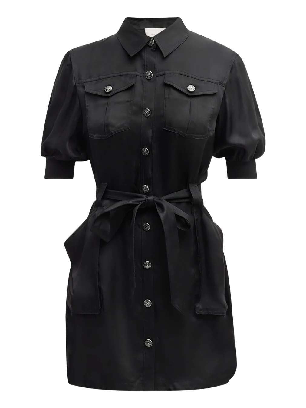 Damla Belted Puff-Sleeve Mini Shirtdress Damla Belted Puff-Sleeve Mini Shirtdress