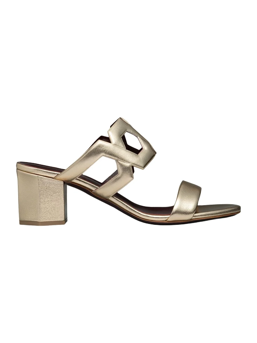 Bougeotte 55mm Metallic Link Block-Heel Sandals