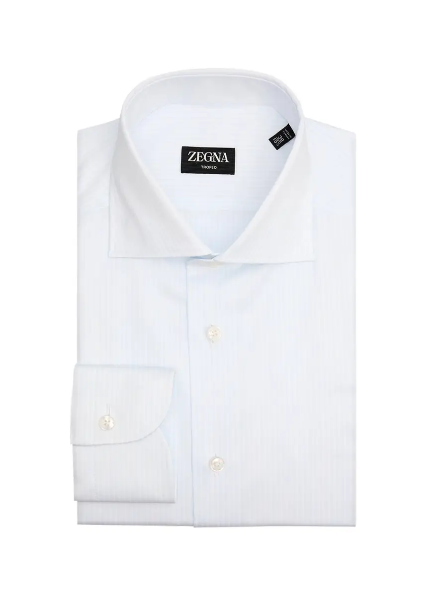 Zegna Men's Tonal Stripe Trofeo Cotton Dress Shirt | Thumbnail 3 Zegna Men's Tonal Stripe Trofeo Cotton Dress Shirt | Thumbnail 3