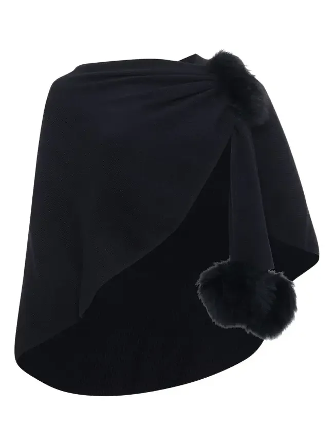 Gorski Select Wool Capelet With Lamb Shearling Poms