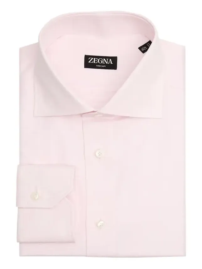 Zegna Men's Trecapi Cotton Micro-Structure Dress Shirt