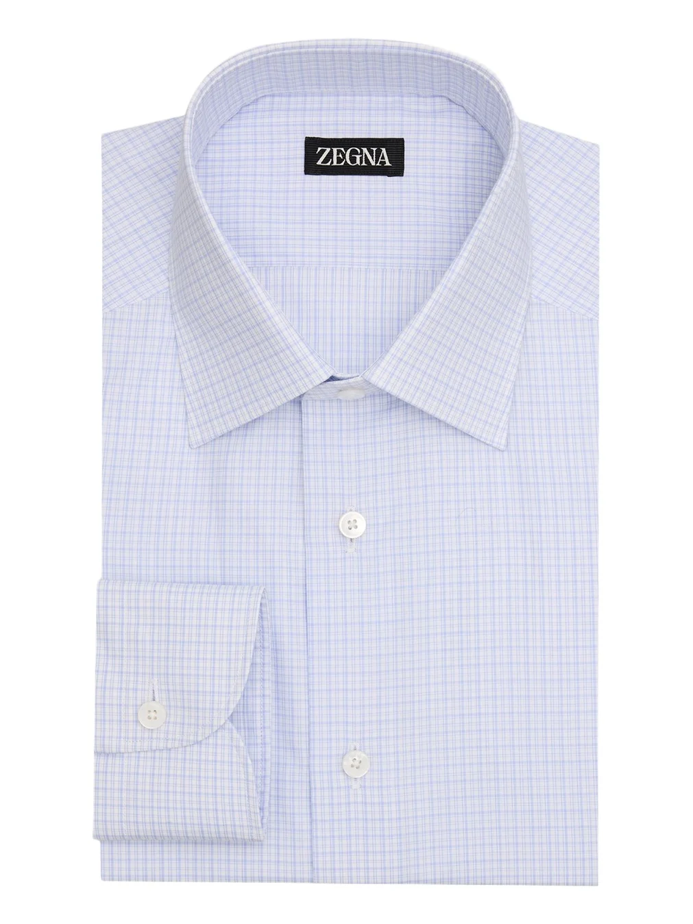 Zegna Men's Pure Cotton Micro-Plaid Dress Shirt