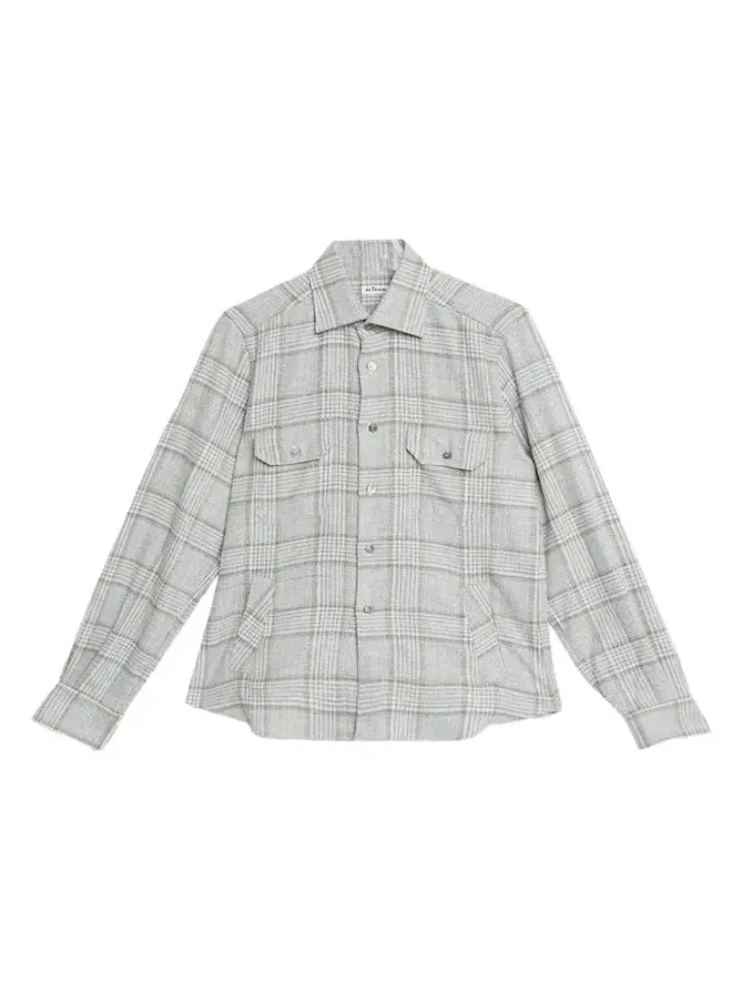 Men's Wool-Blend Plaid Overshirt with Pockets Men's Wool-Blend Plaid Overshirt with Pockets