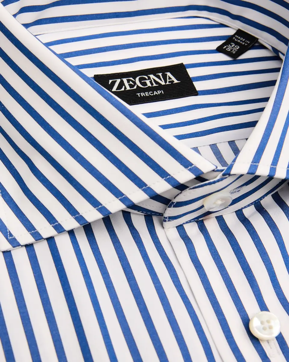 Zegna Men's Trecapi Cotton Bengal Stripe Dress Shirt | Thumbnail 2 Zegna Men's Trecapi Cotton Bengal Stripe Dress Shirt | Thumbnail 2