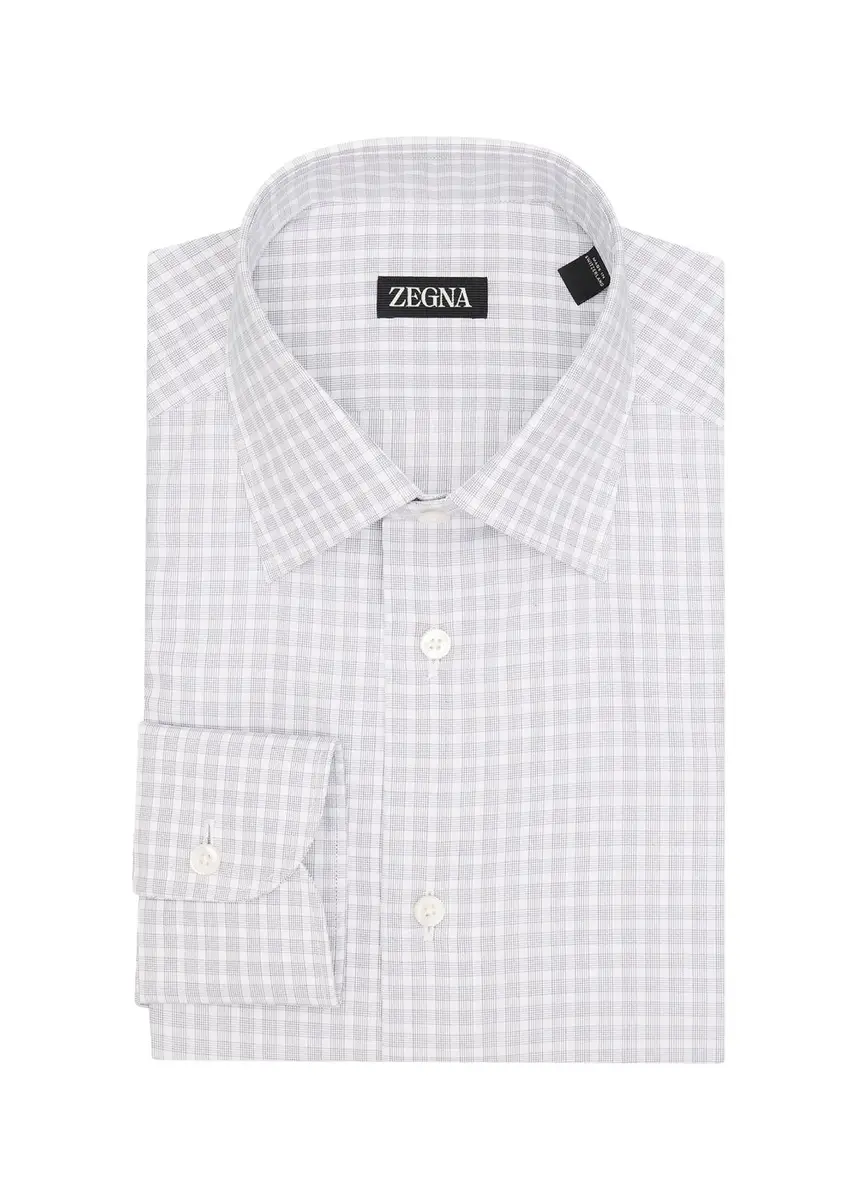 Zegna Men's Plaid Cotton Dress Shirt | Thumbnail 3 Zegna Men's Plaid Cotton Dress Shirt | Thumbnail 3