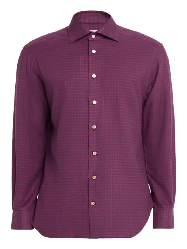 Kiton Men's Gingham Cotton Sport Shirt