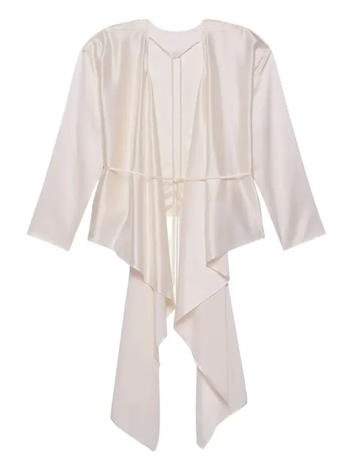Draped Silk Satin Scarf Top