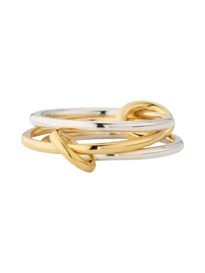 Solarium SY Three Link Ring in Sterling Silver and 18K Yellow Gold Connectors Solarium SY Three Link Ring in Sterling Silver and 18K Yellow Gold Connectors