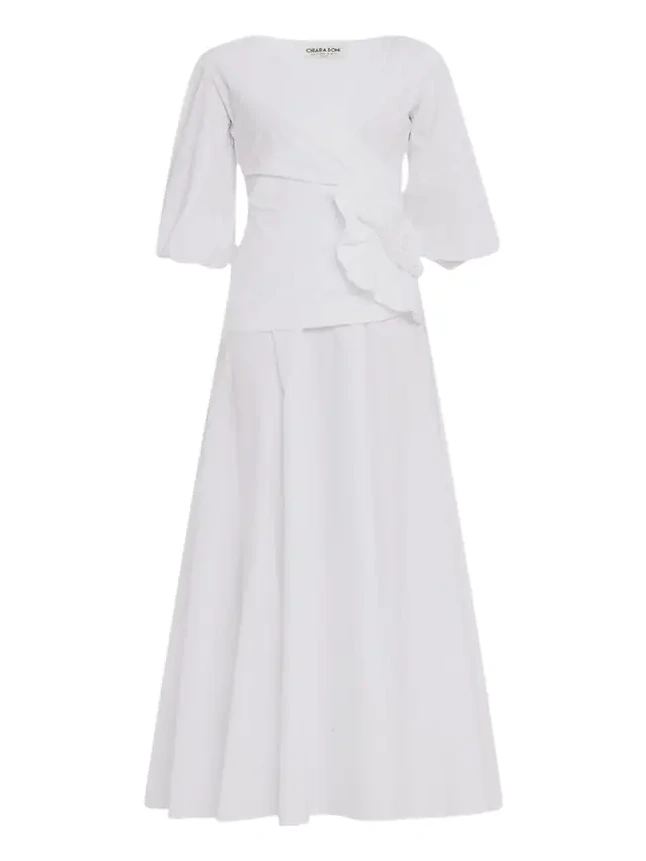 Flower-Embellished Stretch Cotton Maxi Dress