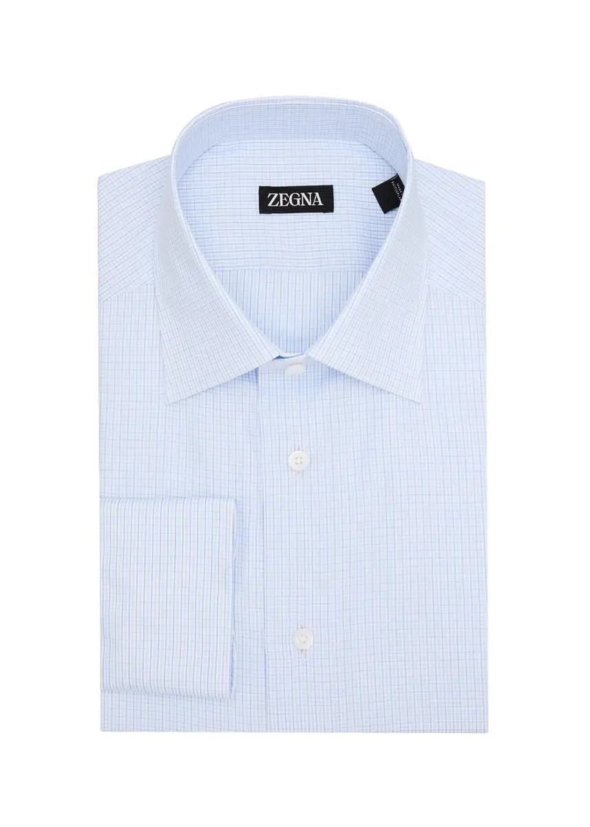 Zegna Men's Pure Cotton Grid Check Dress Shirt | Thumbnail 3 Zegna Men's Pure Cotton Grid Check Dress Shirt | Thumbnail 3