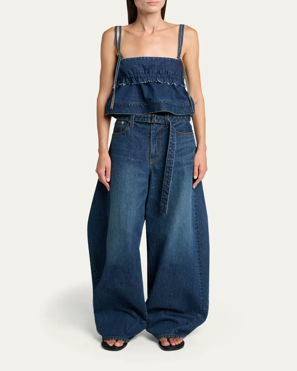 sacai Belted Denim Barrel-Leg Pants | Thumbnail 2 sacai Belted Denim Barrel-Leg Pants | Thumbnail 2