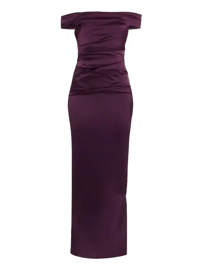 Off-Shoulder Satin Column Gown Off-Shoulder Satin Column Gown