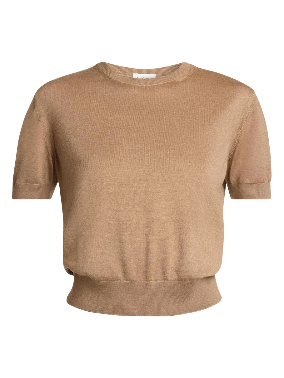 Saint Laurent Wool-Cashmere Short-Sleeve Top
