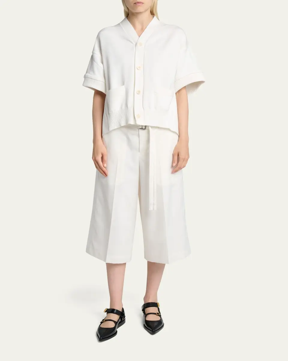 SACAI Mixed-Media V-Neck Cardigan | Thumbnail 2 SACAI Mixed-Media V-Neck Cardigan | Thumbnail 2