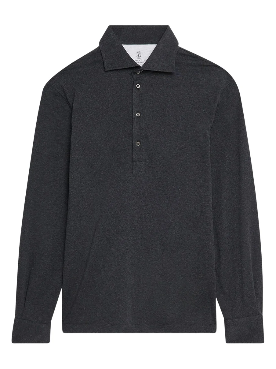 Brunello Cucinelli Men's Cotton Long-Sleeve Polo Shirt