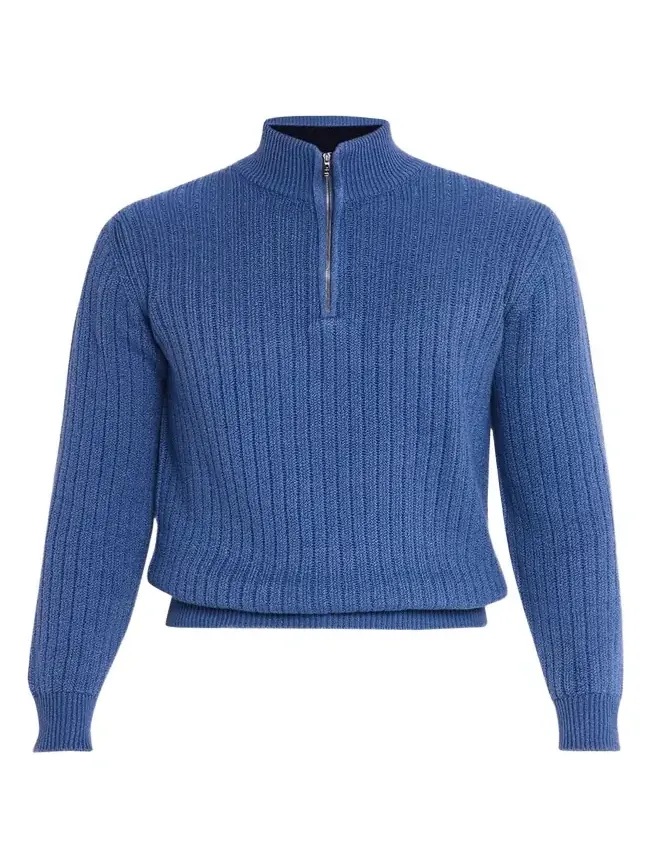 Men's Ribbed-Knit Cotton Half-Zip Sweater Men's Ribbed-Knit Cotton Half-Zip Sweater