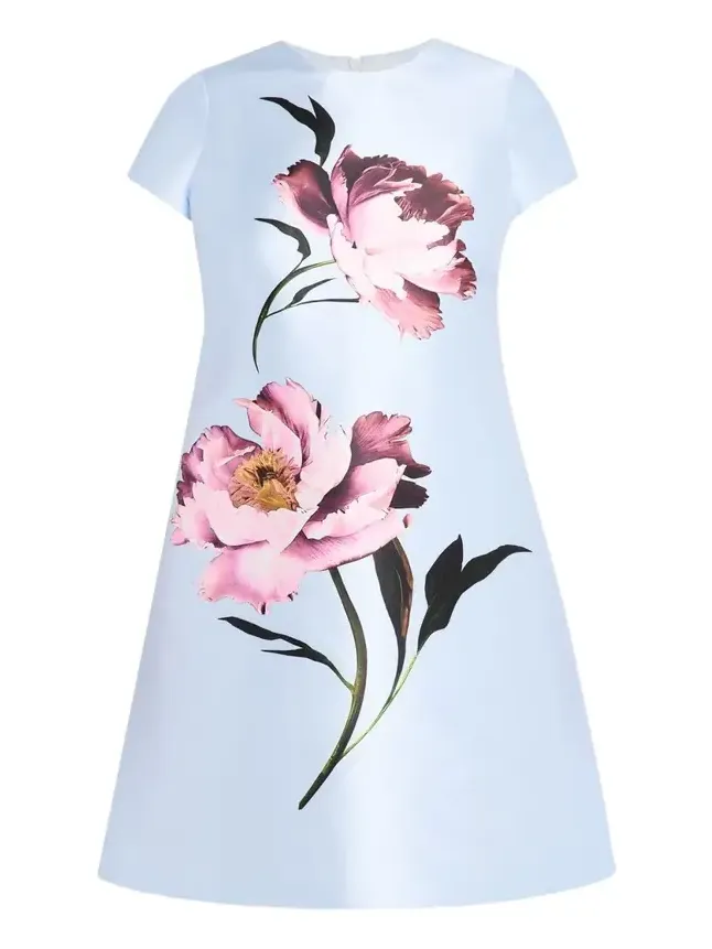 Floral-Print Faille Dress