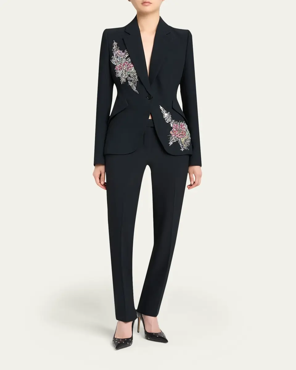 Alexander McQueen Crystal Embroidered Single-Breasted Blazer Jacket | Thumbnail 2 Alexander McQueen Crystal Embroidered Single-Breasted Blazer Jacket | Thumbnail 2