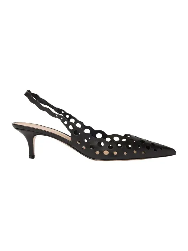 Gianvito Rossi 55mm Perforated Nappa Leather Slingback Pumps