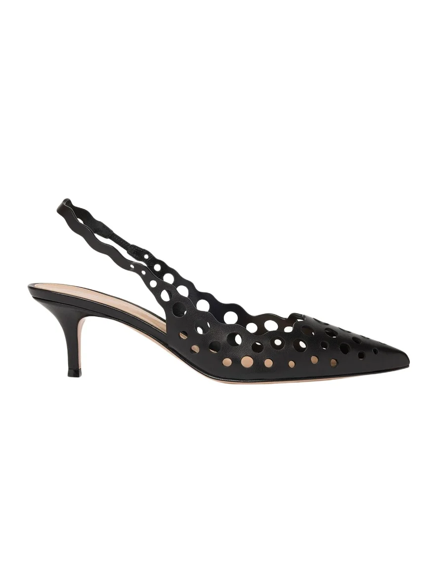 55mm Perforated Nappa Leather Slingback Pumps