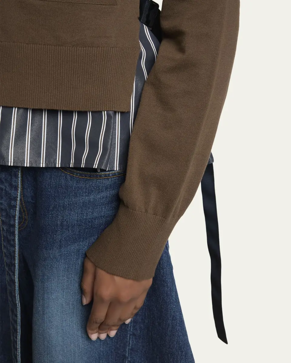 sacai Mixed-Media Striped Layered Cardigan | Thumbnail 5 sacai Mixed-Media Striped Layered Cardigan | Thumbnail 5