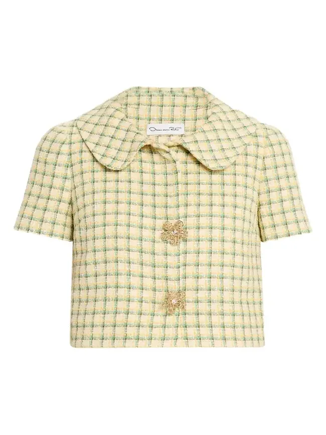 Short-Sleeve Check Tweed Jacket Short-Sleeve Check Tweed Jacket
