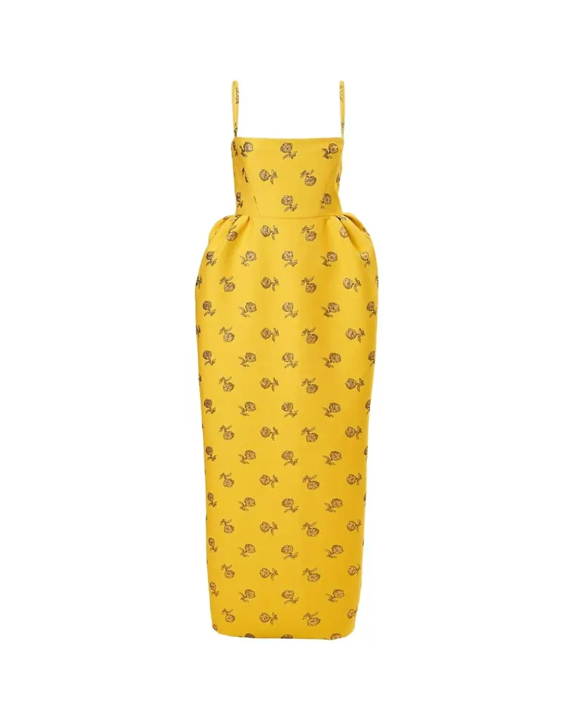 Carolina Herrera Metallic Floral Jacquard Sleeveless Bell Gown | Image 1 Carolina Herrera Metallic Floral Jacquard Sleeveless Bell Gown | Image 1