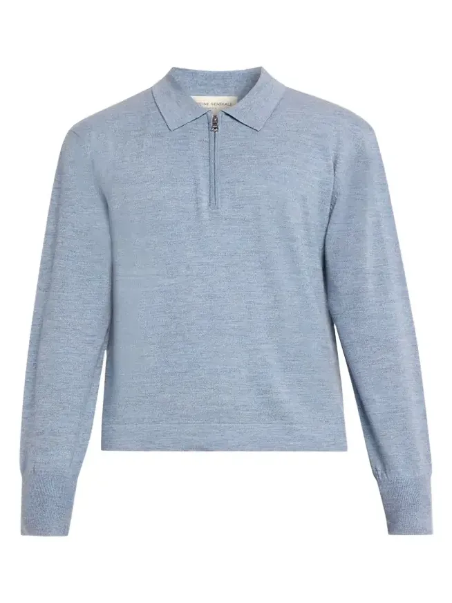 Men's Bene Merino Wool Quarter-Zip Polo Sweater Men's Bene Merino Wool Quarter-Zip Polo Sweater