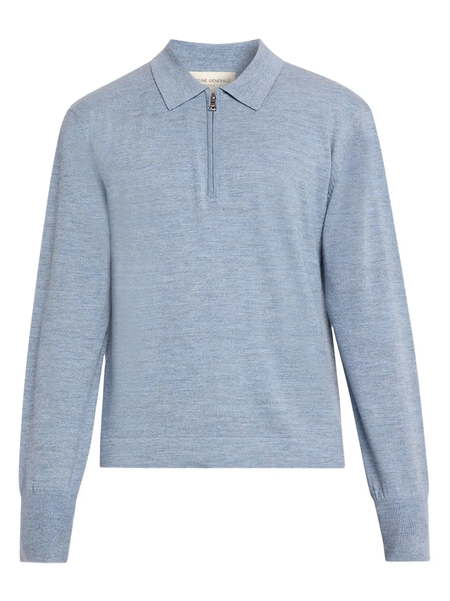 Men's Bene Merino Wool Quarter-Zip Polo Sweater Men's Bene Merino Wool Quarter-Zip Polo Sweater