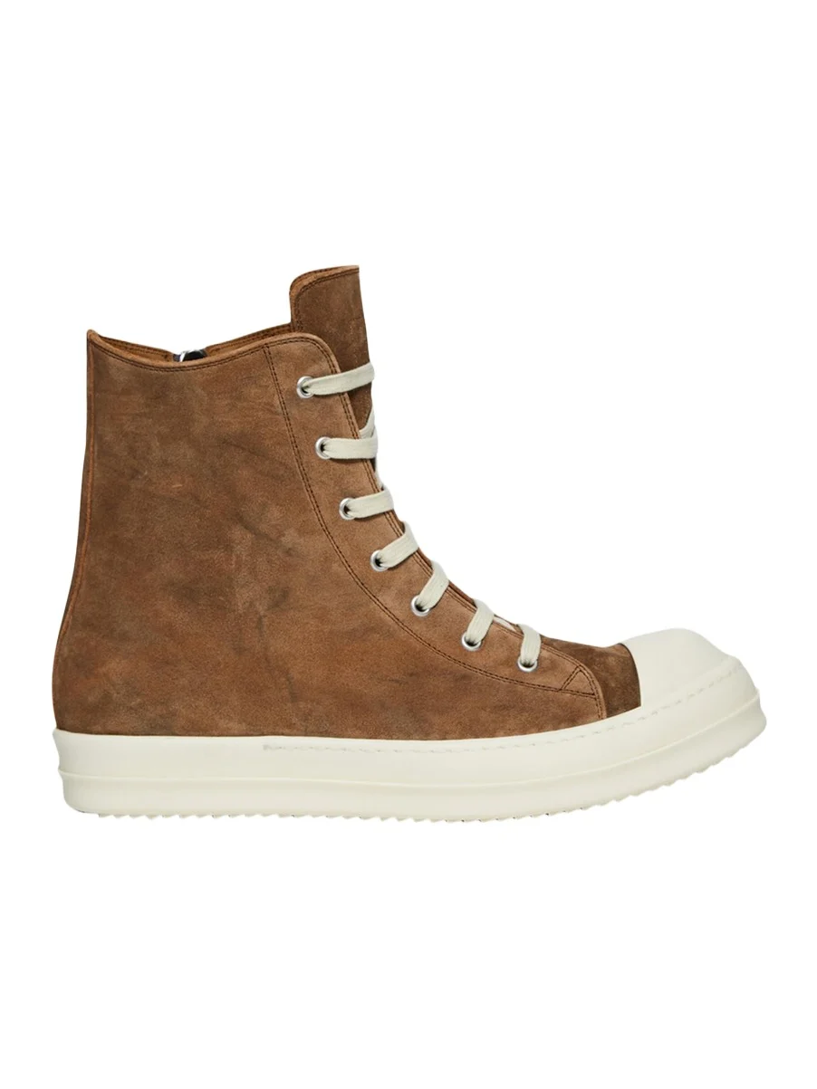 Rick Owens Temple Sumi Suede High-Top Sneakers