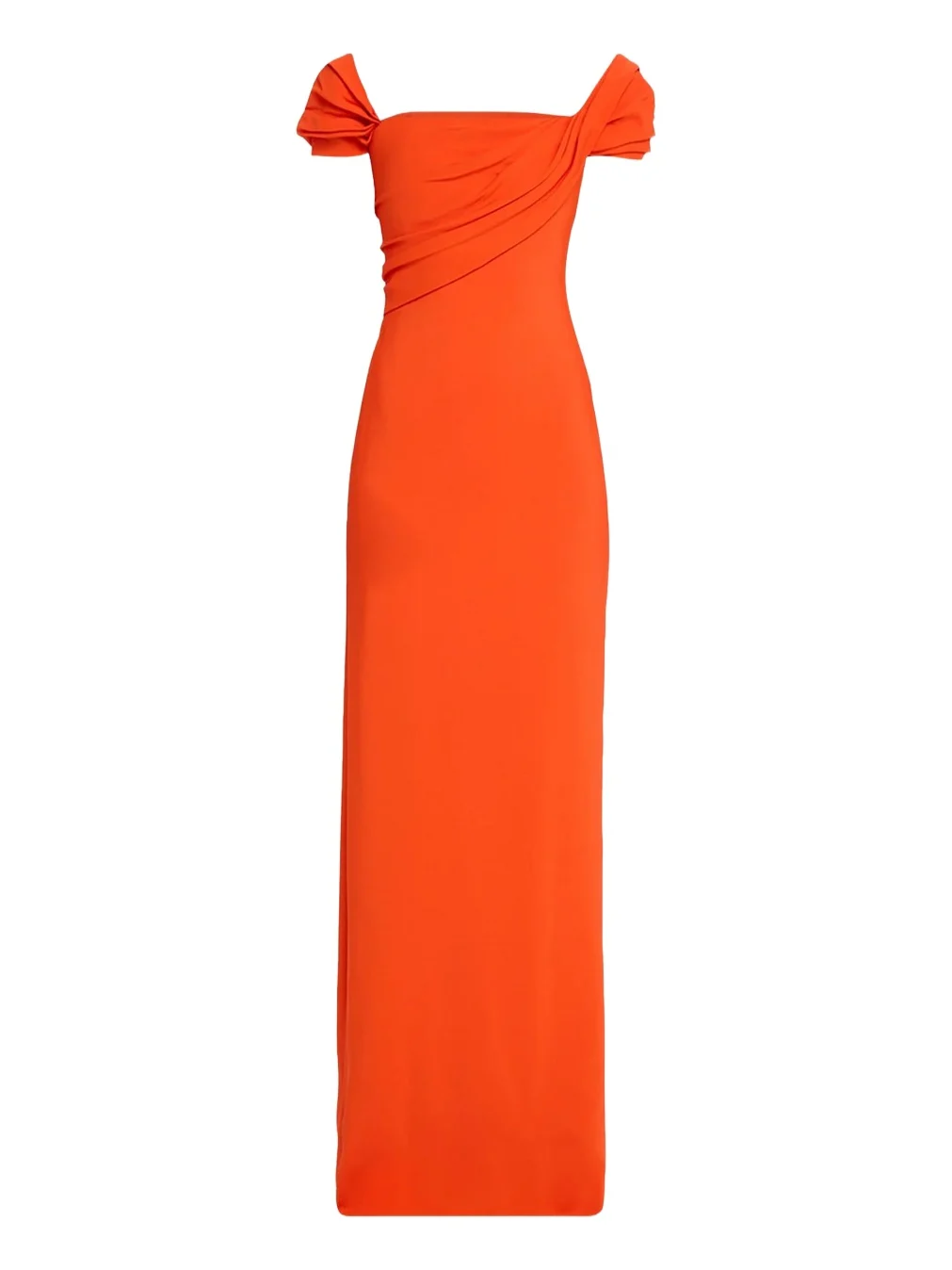 Cap-Sleeve Draped Cady Column Gown Cap-Sleeve Draped Cady Column Gown
